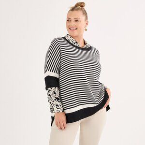 Striped Black and White Cabi Brunch Pullover